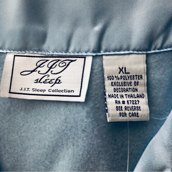 $10 READ NWT J.I.T. Pastel Baby Blue Satin Floral Collar Pants Pajamas Set - Picture 11 of 12